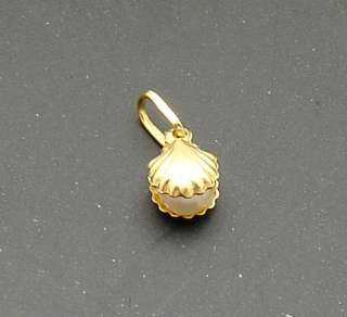   gold item small sea shell charm pendant with freshwater cultured pearl