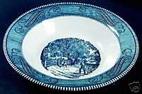 Royal China Blue Currier & Ives Large Veg Serving Bowl  