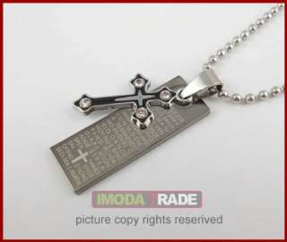 S137 Cross & Bible Stainless Steel Pendant Dog Tag  