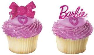 24 Barbie Fashion Bow Cupcake Rings Birthday party  