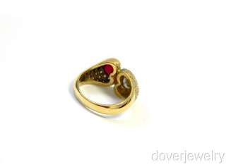 Estate 2.35ct Diamond 18K Gold Ruby Heart Ring NR  