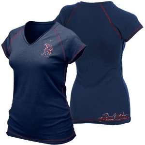   Red Sox Ladies Navy Blue Bases Loaded T shirt