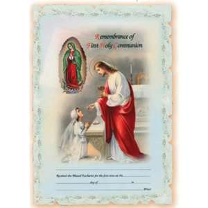  100 First Communion Girl Certificates 7 x 10.5, Die Cut 