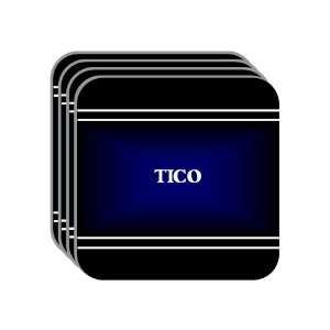 Personal Name Gift   TICO Set of 4 Mini Mousepad Coasters (black 