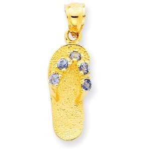   Gold December/CZ Birthstone Flip Flop Sandal Pendant 1.82 gr. Jewelry