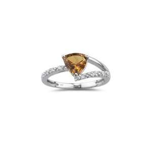  0.06 Ct Diamond & 1.06 Cts Citrine Ring in 14K White Gold 
