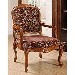 Curved Arm Merlot Floral Chair  
