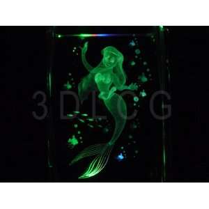  Disney Ariel The Little Mermaid 3D Laser Etched Crystal S2 