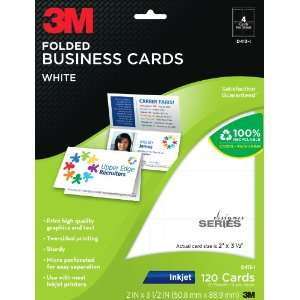  3M Folded Business Cards, Inkjet, 2 Sided Printing, White 