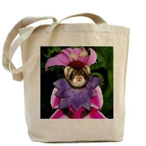  Ferret in Flower Dress Funny Tote Bag by  Beauty