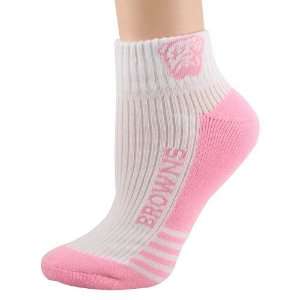 NFL Cleveland Browns Ladies White Pink Low Cut Socks  