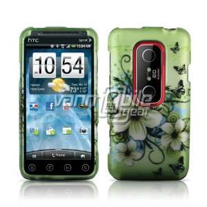  HTC EVO 3D (Sprint)   Green Butterfly/Flower Design Hard 2 