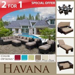  19 PC OUTDOOR PATIO FURNITURE WICKER & DINING SET & CHAISE & SUNBED 