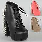   High Heels Studded Spike Platform Ankle Lace Up Boots Booties Size