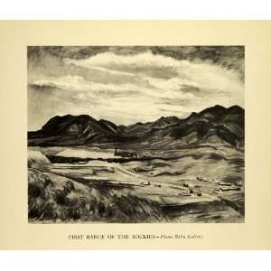   Rocky Mountain Range Landscape   Original Halftone Print Home