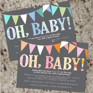 OH, BABY* Mod Baby Shower Invitations   Boy or Girl   Personalized 