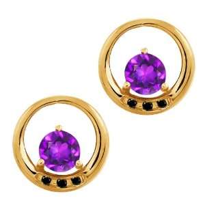  0.94 Ct Round Purple Amethyst and Diamond Gold Plated 