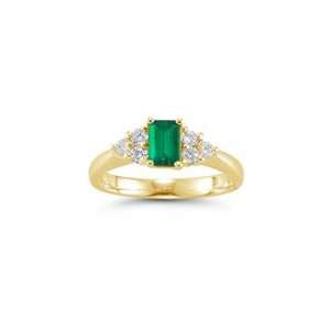  0.48 Cts Diamond & 0.37 Cts of 6x4 mm AAA Emerald Emerald 