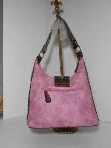Western Handbag Pink Embroidered Rhinestone Hobo Buckle Purse  