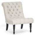 Sutton Tufted Beige Arm Chair  