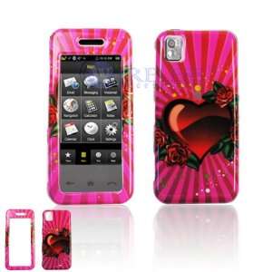 Hot Pink with Red Rose Hearts Love Design Snap On Cover Hard Case Cell 