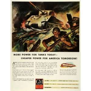  1943 Ad General Motors Diesel Power Engine Military Tank G 