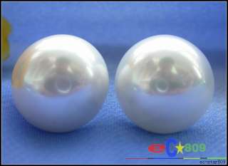 16mm white SOUTH SEA SHELL PEARL mabe STUD EARRING 14k  