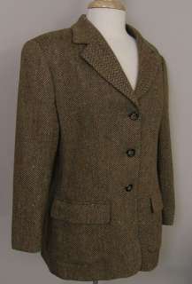 Talbots Tweed Blazer Brown 12P Italy Wool Perfect  