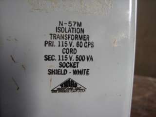 Vintage TRIAD ISOLATION TRANSFORMER N 57M 115V Tested Working  