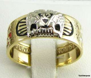 Scottish Rite Masonic Symbol Band   10k Gold Masons Ring Shriners 
