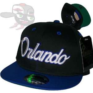 Orlando Black/Blue Script Snapback Hat Cap