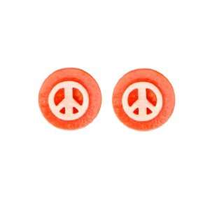 Plastic Fashion Earrings ER CIR OR PEACE Orange Circle White Peace 