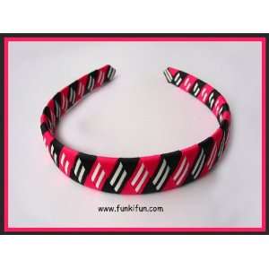   Pink, Black & White  with Stripes   Diamond Pattern 