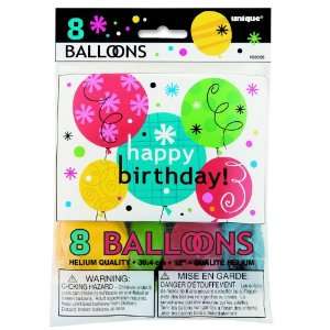   By Unique Industries, Inc. Breezy Birthday 12 Latex Balloons Assorted