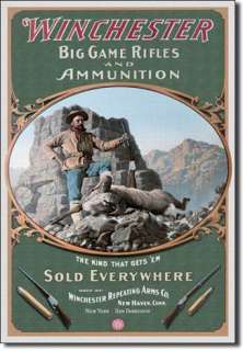 WINCHESTER Firearms Hunter Ram Hunting Lodge Tin Sign  