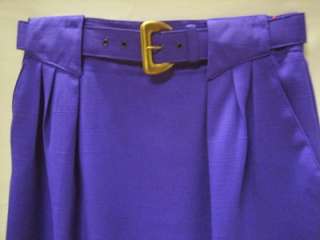 Vtg 60s Purple Belted Pencil Straight Skirt Sz 12 NWOT  