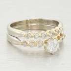 Estate .75ct Diamond 14k Two Tone Wedding Ring Set  