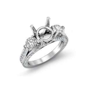  1.30 Ct Antique 3 Stone Diamond Engagement Ring Setting, F 