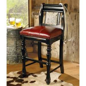  Red Leather & Cowhide Barstool
