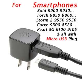 BlackBerry Micro USB Wall+Cable Charger For Bold 9900 9930 Torch 9850 