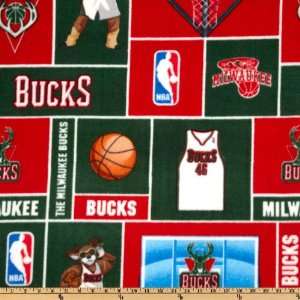  60 Wide NBA Fleece Milwaukee Bucks Blocks Green/Red 