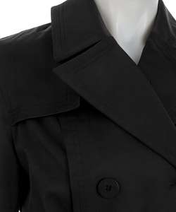 DKNY Womens Black Classic Trench Coat  