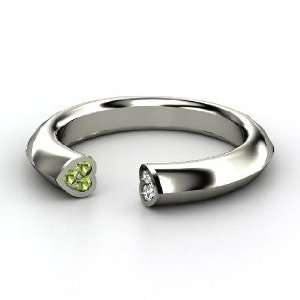   Ring, Sterling Silver Ring with Diamond & Green Tourmaline Jewelry