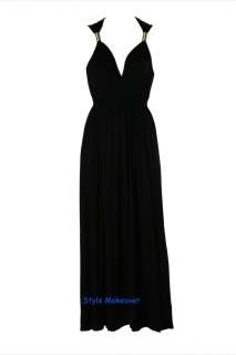 Sexy Ladies Women Long Maxi Coil Spring Stretch Jersey Colours Dress 8 