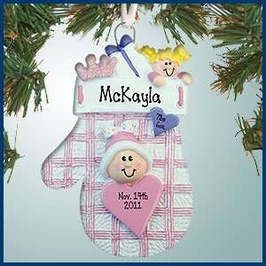  Personalized Christmas Ornaments   New Baby Girl Mitten 