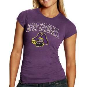 NCAA East Carolina Pirates Ladies Purple Big Arch n Logo Heathered T 