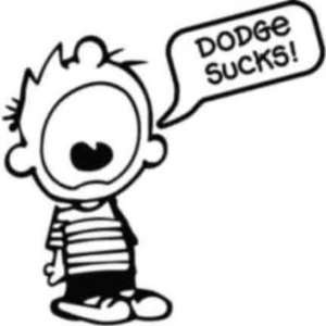 6 Calvin saying Dodge Sucks truck Decal/Sticker