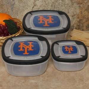  MLB New York Mets 3 Pack Square Food Containers Sports 