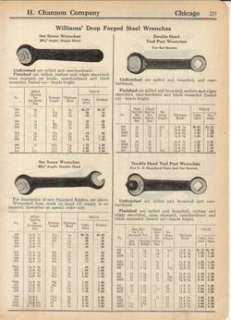 1930 Williams Forged Steel Wrenches Antique Tool Ad  