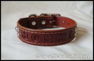 REAL Leather Personalized Dog Collar Chestnut NEW  